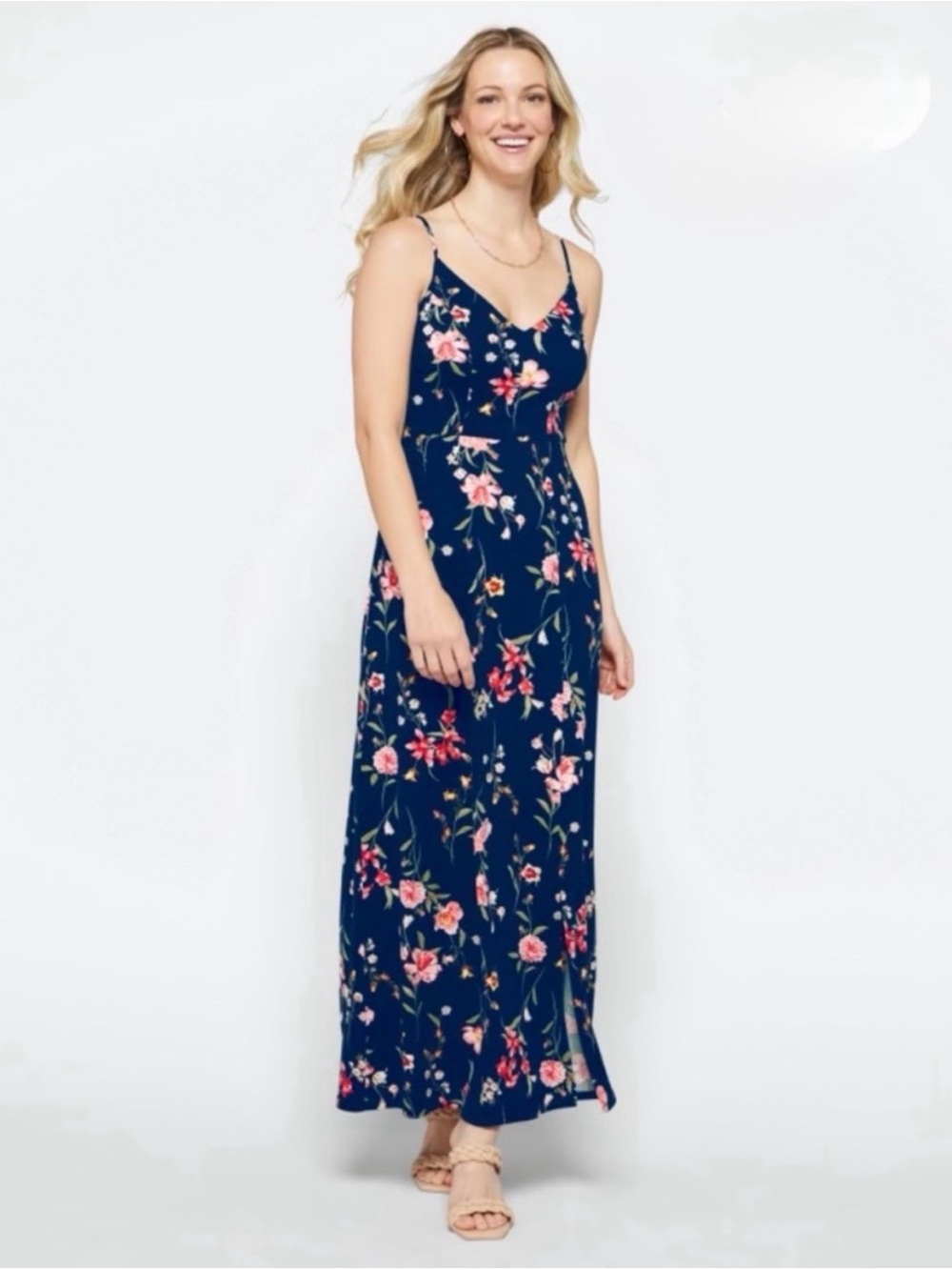 NWT Nine Britton Kellie Floral Maxi Dress Navy L